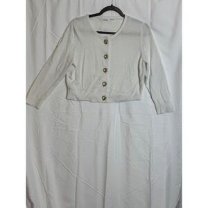 Calvin Klein Women's White Button Front Cardigan Sweater Size L